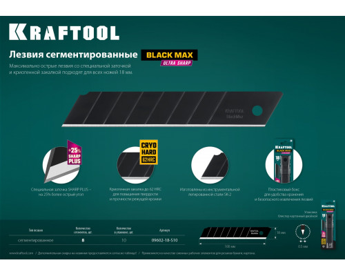 Сегментированные лезвия 18 мм, 10 шт. KRAFTOOL 09602-18-S10