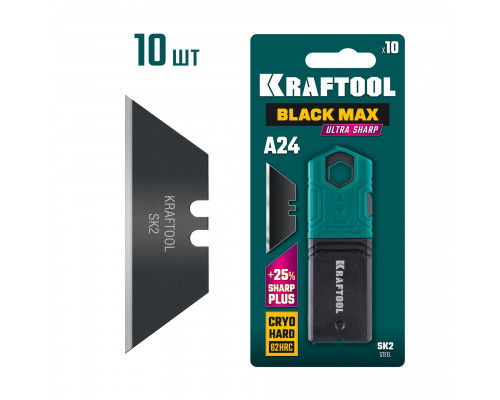 Трапециевидные лезвия BlackMax-A24, 10 шт. KRAFTOOL 09624-S10 Трапециевидные лезвия BlackMax-A24, 10 шт. KRAFTOOL 09624-S10
