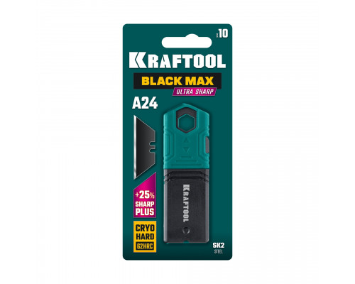 Трапециевидные лезвия BlackMax-A24, 10 шт. KRAFTOOL 09624-S10 Трапециевидные лезвия BlackMax-A24, 10 шт. KRAFTOOL 09624-S10