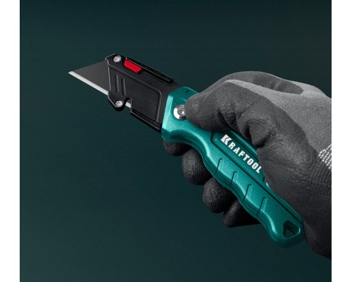 Компактный складной нож с трапециевидным лезвием тип А24 Helfer KRAFTOOL 09242