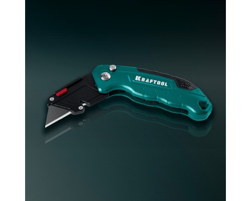 Компактный складной нож с трапециевидным лезвием тип А24 Helfer KRAFTOOL 09242