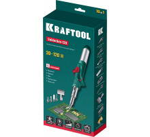 Газовый паяльник SolderGas, 120 K, 30-120 Вт, 1300°С, горелка, фен, пьезоподжиг, набор 10 в 1 KRAFTOOL 55503-H10