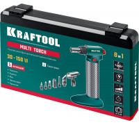 Газовый паяльник Multi torch, 30-150 Вт, 1300°С, набор 8 в 1: горелка, фен, пьезоподжиг KRAFTOOL 55506-H8