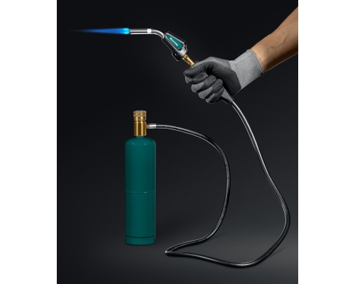 Газовая горелка Blue Fire KS-8000, со шлангом 1.4м с пьезоподжигом на баллон турбо нагрев + 30% 2000°C KRAFTOOL 55512