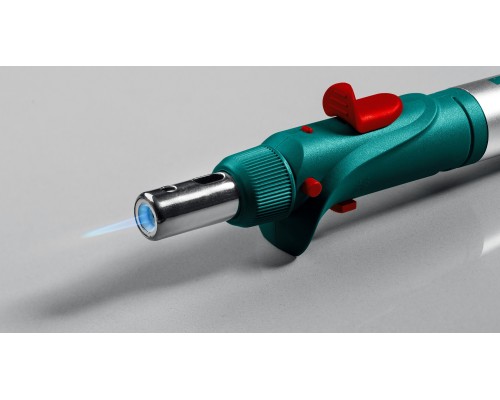 Газовый паяльник SolderGas, 120 K, 30-120 Вт, 1300°С, горелка, фен, пьезоподжиг, набор 10 в 1 KRAFTOOL 55503-H10