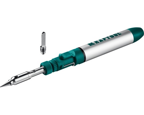 Газовый паяльник SolderGas, 70 A, 30-70 Вт, 1300°С, горелка, фен, набор 3 в 1 KRAFTOOL 55504-H3