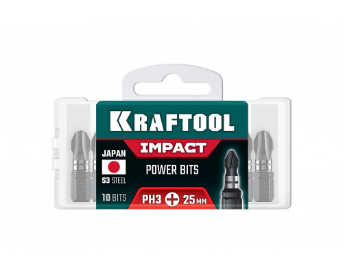 Ударные биты Impact PH 3, 25 мм, 10 шт. KRAFTOOL 26191-3-25-S10 Ударные биты Impact PH 3, 25 мм, 10 шт. KRAFTOOL 26191-3-25-S10