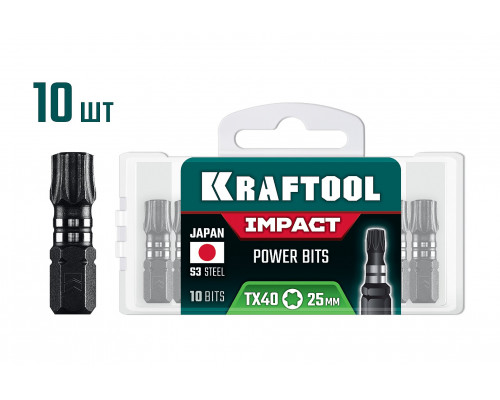 Ударные биты Impact TX 40, 25 мм, 10 шт. KRAFTOOL 26195-40-25-S10 Ударные биты Impact TX 40, 25 мм, 10 шт. KRAFTOOL 26195-40-25-S10