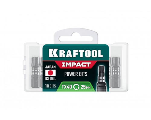 Ударные биты Impact TX 40, 25 мм, 10 шт. KRAFTOOL 26195-40-25-S10 Ударные биты Impact TX 40, 25 мм, 10 шт. KRAFTOOL 26195-40-25-S10