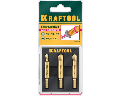 Набор экстракторов поврежденного крепежа 3 шт. KRAFTOOL 26770-H3