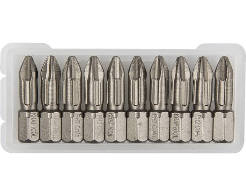 Торсионные биты X-Drive PH2, 25 мм, 10 шт. KRAFTOOL 26121-2-25-10