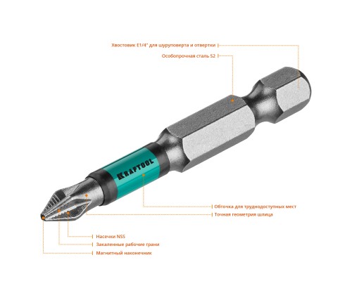 Биты Optimum, PH1, 50 мм, 10 шт. KRAFTOOL 26122-1-50-10