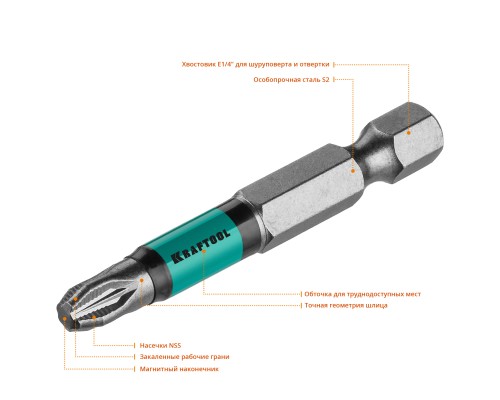 Биты Optimum PZ3, 50 мм, 10 шт. KRAFTOOL 26124-3-50-10