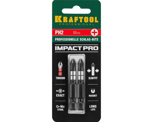 Ударные биты Impact PH2, 50 мм, 2 шт. KRAFTOOL 26191-2-50-S2