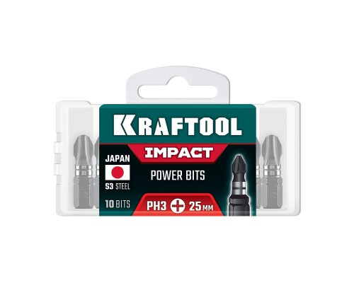 Ударные биты Impact PH 3, 25 мм, 10 шт. KRAFTOOL 26191-3-25-S10