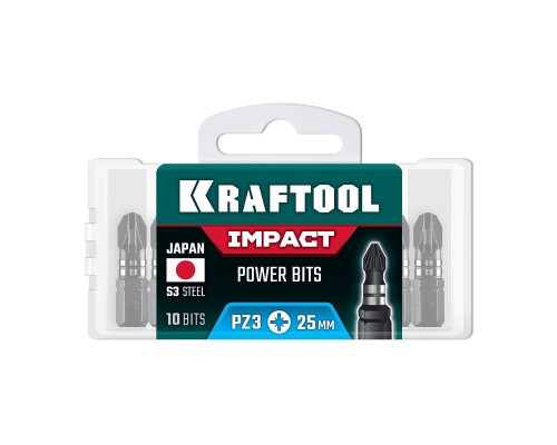 Ударные биты Impact PZ 3, 25 мм, 10 шт KRAFTOOL 26193-3-25-S10
