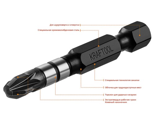 Ударные биты Impact PZ3, 50 мм, 10 шт. KRAFTOOL 26193-3-50-S10