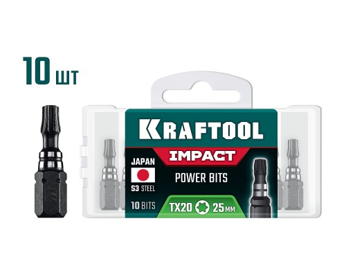 Ударные биты Impact TX 20 25 мм 10 шт. KRAFTOOL 26195-20-25-S10