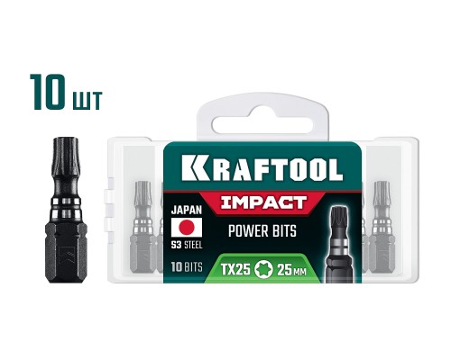Ударные биты Impact TX 25, 25 мм, 10 шт. KRAFTOOL 26195-25-25-S10