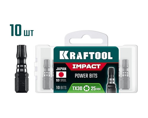 Ударные биты Impact TX 30, 25 мм, 10 шт KRAFTOOL 26195-30-25-S10