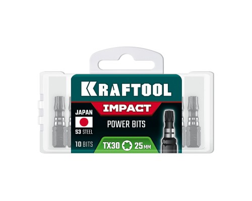 Ударные биты Impact TX 30, 25 мм, 10 шт KRAFTOOL 26195-30-25-S10