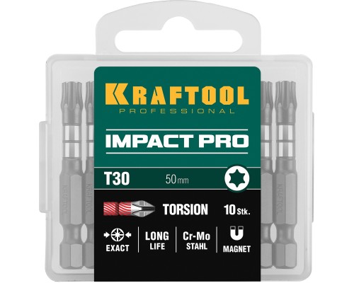 Ударные биты Impact TX30, 50 мм, 10 шт. KRAFTOOL 26195-30-50-S10