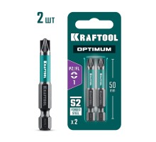 Биты OPTIMUM PZ/FL 1, 50 мм, 2 шт. KRAFTOOL 261241-1-50-2