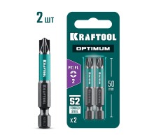 Биты OPTIMUM PZ/FL 2, 50 мм, 2 шт. KRAFTOOL 261241-2-50-2