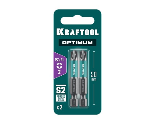 Биты OPTIMUM PZ/FL 2, 50 мм, 2 шт. KRAFTOOL 261241-2-50-2