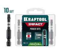 Ударные биты Impact TX 25, 50 мм, 10 шт. KRAFTOOL 26195-25-50-S10