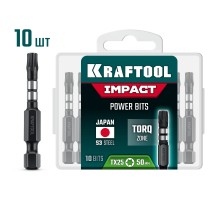 Ударные биты Impact TX 25, 50 мм, 10 шт. KRAFTOOL 26195-25-50-S10