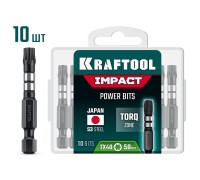 Ударные биты Impact TX 40, 50 мм, 10 шт. KRAFTOOL 26195-40-50-S10