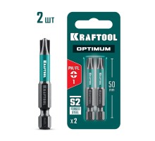 Биты OPTIMUM PH/FL 1, 50 мм, 2 шт. KRAFTOOL 261221-1-50-2