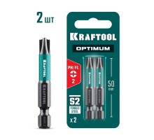 Биты OPTIMUM PH/FL 2, 50 мм, 2 шт. KRAFTOOL 261221-2-50-2