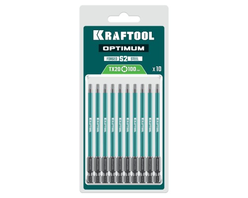 Биты OPTIMUM TX 20, 100 мм, 10 шт. KRAFTOOL 26126-20-100-S10