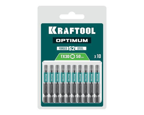Биты OPTIMUM TX 30, 50 мм, 10 шт. KRAFTOOL 26126-30-50-10