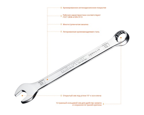 Комбинированный гаечный ключ 17 мм KRAFTOOL 27079-17_z01