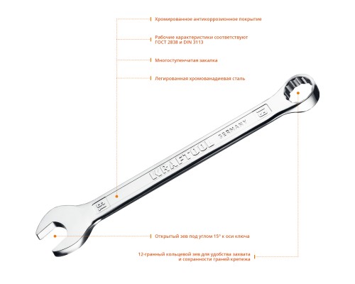 Комбинированный гаечный ключ 19 мм KRAFTOOL 27079-19_z01