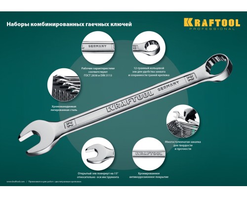 Набор комбинированных гаечных ключей 12 шт., 6-22 мм KRAFTOOL 27079-H12E