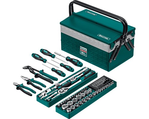 Универсальный набор инструмента GRAND-99, 99 предм., (1/2"+1/4") KRAFTOOL 27978-H99
