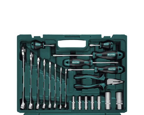 Универсальный набор инструмента EXTREM-76, 76 предм., (1/2"+3/8"+1/4") KRAFTOOL 27889-H76