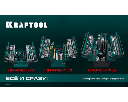 Универсальный набор инструмента GRAND-152, 152 предм., (1/2"+1/4") KRAFTOOL 27978-H152