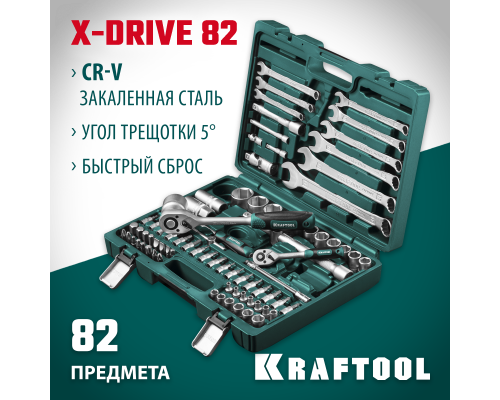 Универсальный набор инструмента (27887-H82) X-Drive 82, 82 предм., (1/2"+1/4") KRAFTOOL 27887-H82_z03
