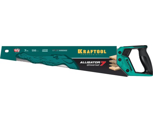 Универсальная ножовка Alligator Universal 7, 550 мм, 7 TPI, 3D зуб KRAFTOOL 15004-55
