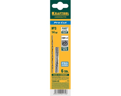 Спиральные полотна для лобзика Pro Cut, 130 мм, 6 шт. KRAFTOOL 15344-03