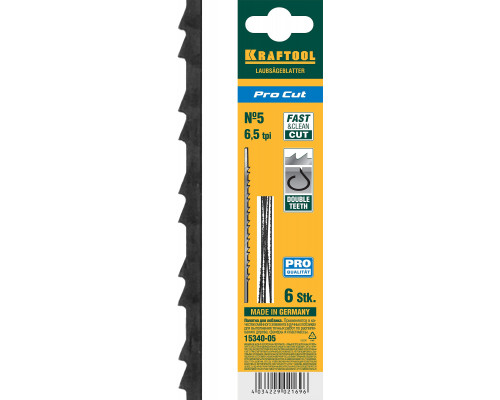 Полотна для лобзика Pro Cut, 130 мм, 6 шт. KRAFTOOL 15340-05 Полотна для лобзика Pro Cut, 130 мм, 6 шт. KRAFTOOL 15340-05