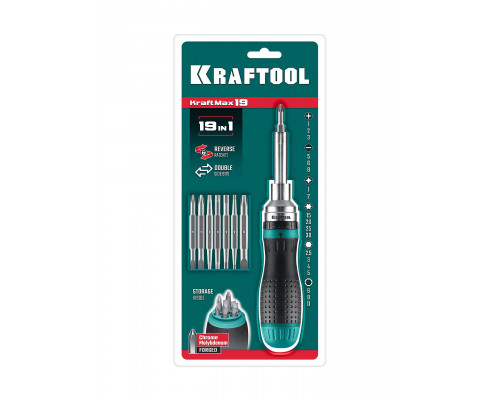 Реверсивная отвертка с битами 19-в-1 KraftMax 19 KRAFTOOL 25862