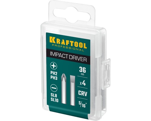 Набор бит для ударной отвертки 36 мм, 4 шт. KRAFTOOL 25551