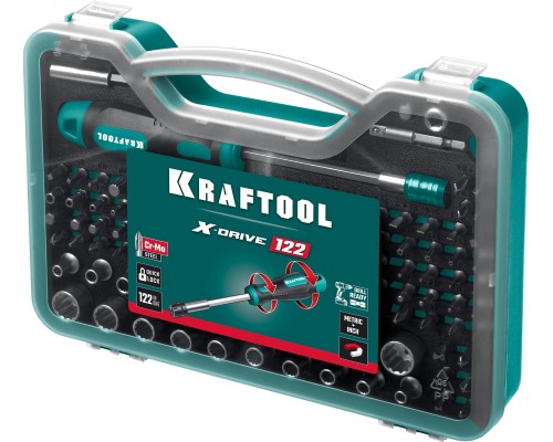 Набор: отвертка-битодержатель с насадками X-Drive-122, 122 шт. KRAFTOOL 26816