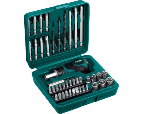 Реверсивная отвертка Kompakt-43, с насадками, 43 предм. KRAFTOOL 25556-H43